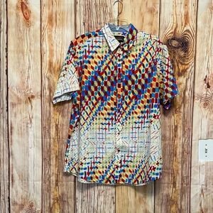LG Vintage CREMIEUX PREMIUM DENIM Colorful Kaleidoscope XL  Button Up Shirt
